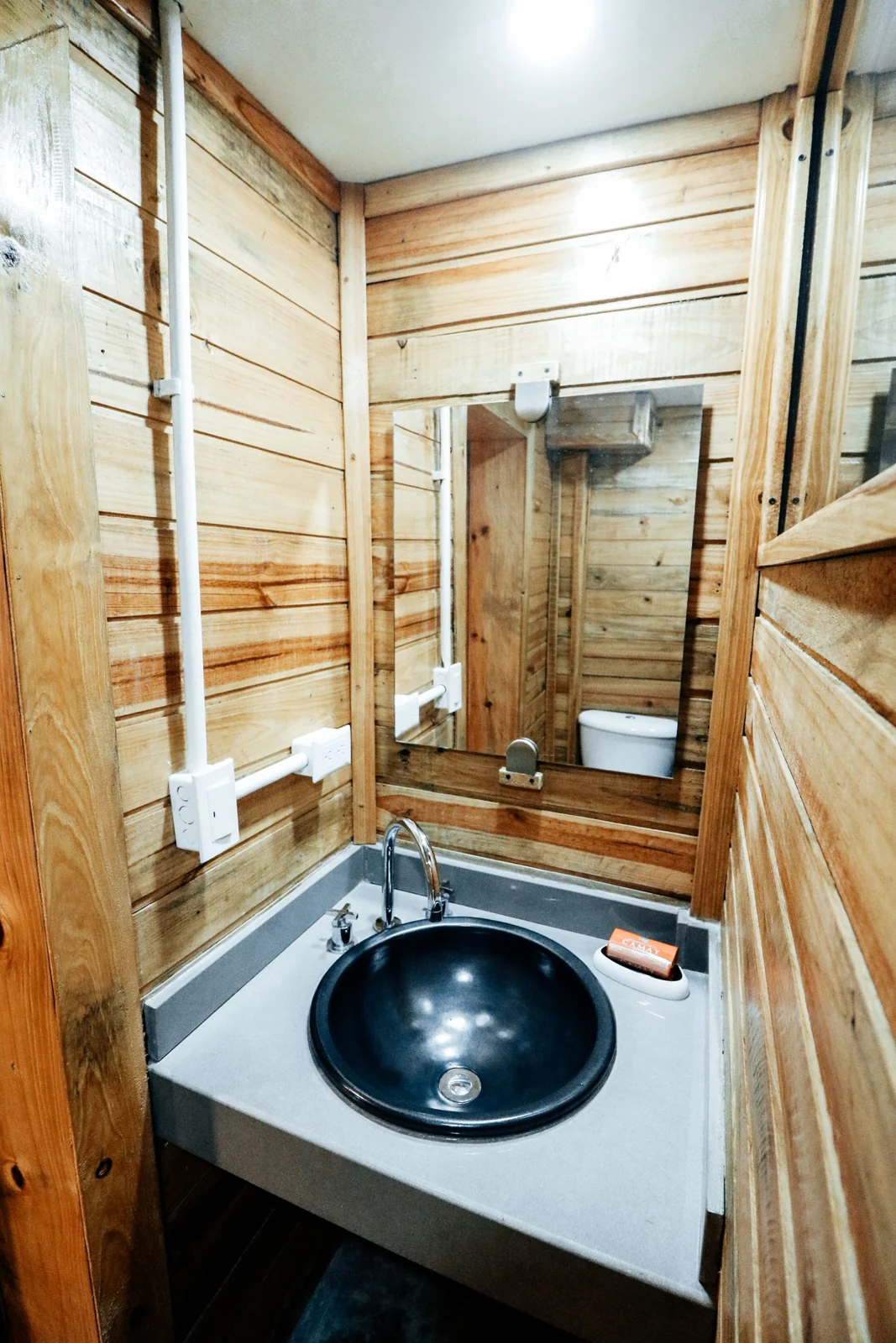 Bathroom basin on a timber vanity