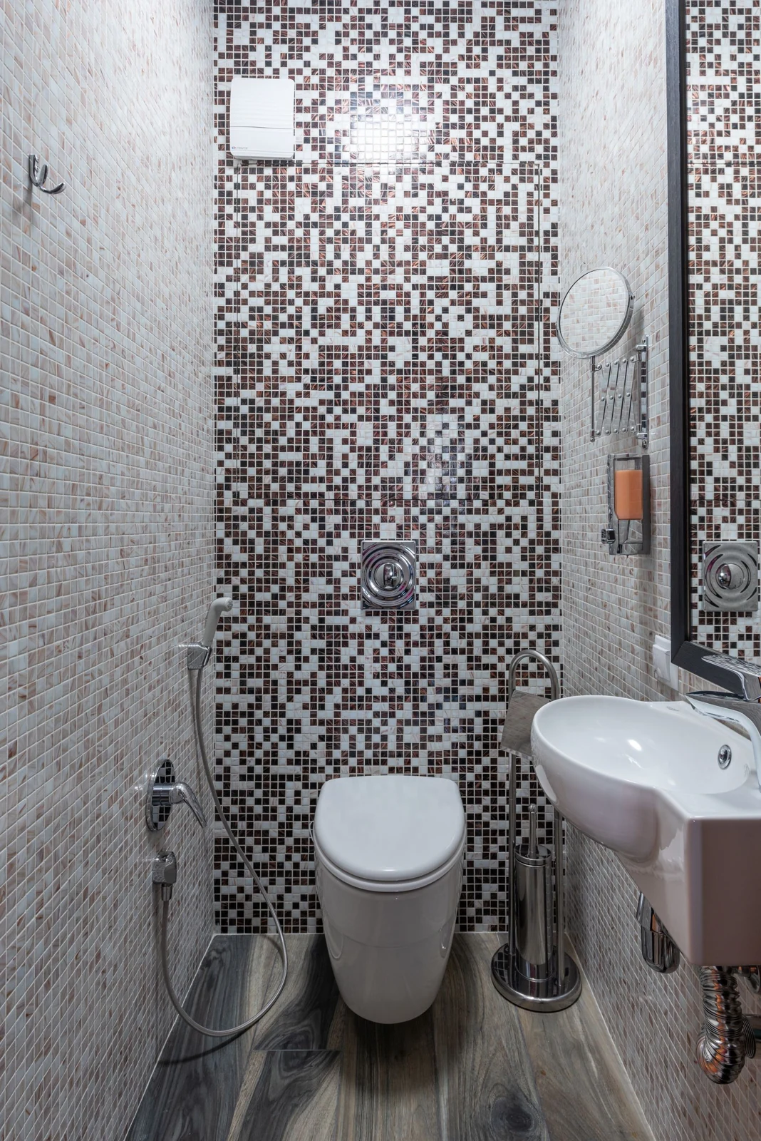 Small bathroom basin and toilet